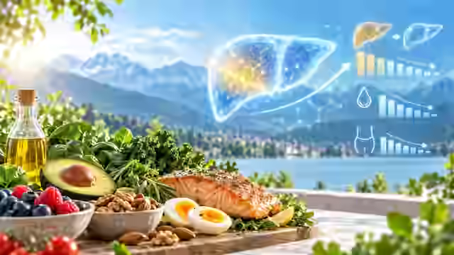 غذاهای کم‌کربوهیدرات با نمایش مفهومی کبد و کاهش چربی کبد
