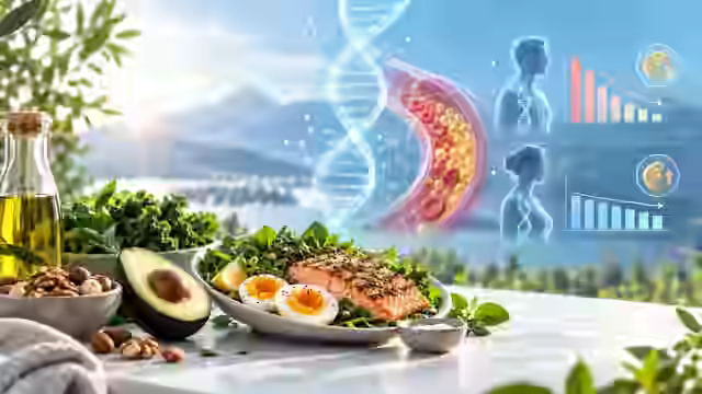 غذای کم‌کربوهیدرات در کنار DNA و نمایش مفهومی پاسخ LDL