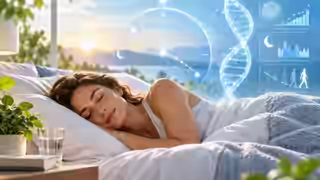 خواب آرام با نمایش مفهومی ریتم شبانه‌روزی، DNA و پیری زیستی